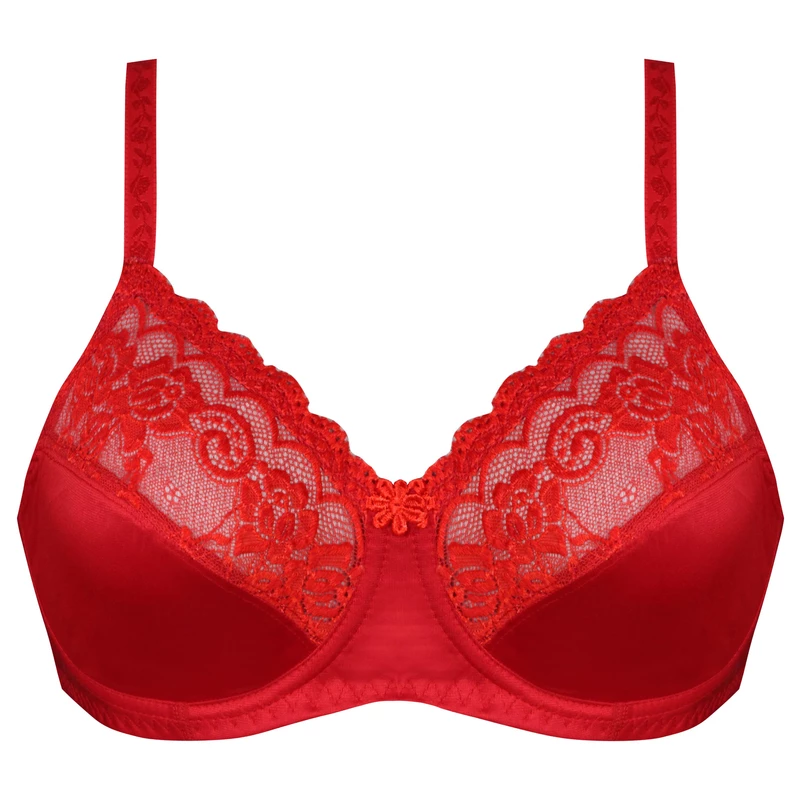 سوتین زنانه پانیذ مدل فنردار گیپوری کد 44400 رنگ قرمز