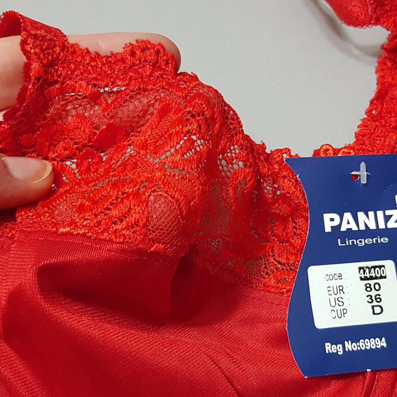 سوتین زنانه پانیذ مدل فنردار گیپوری کد 44400 رنگ قرمز - تصویر 4