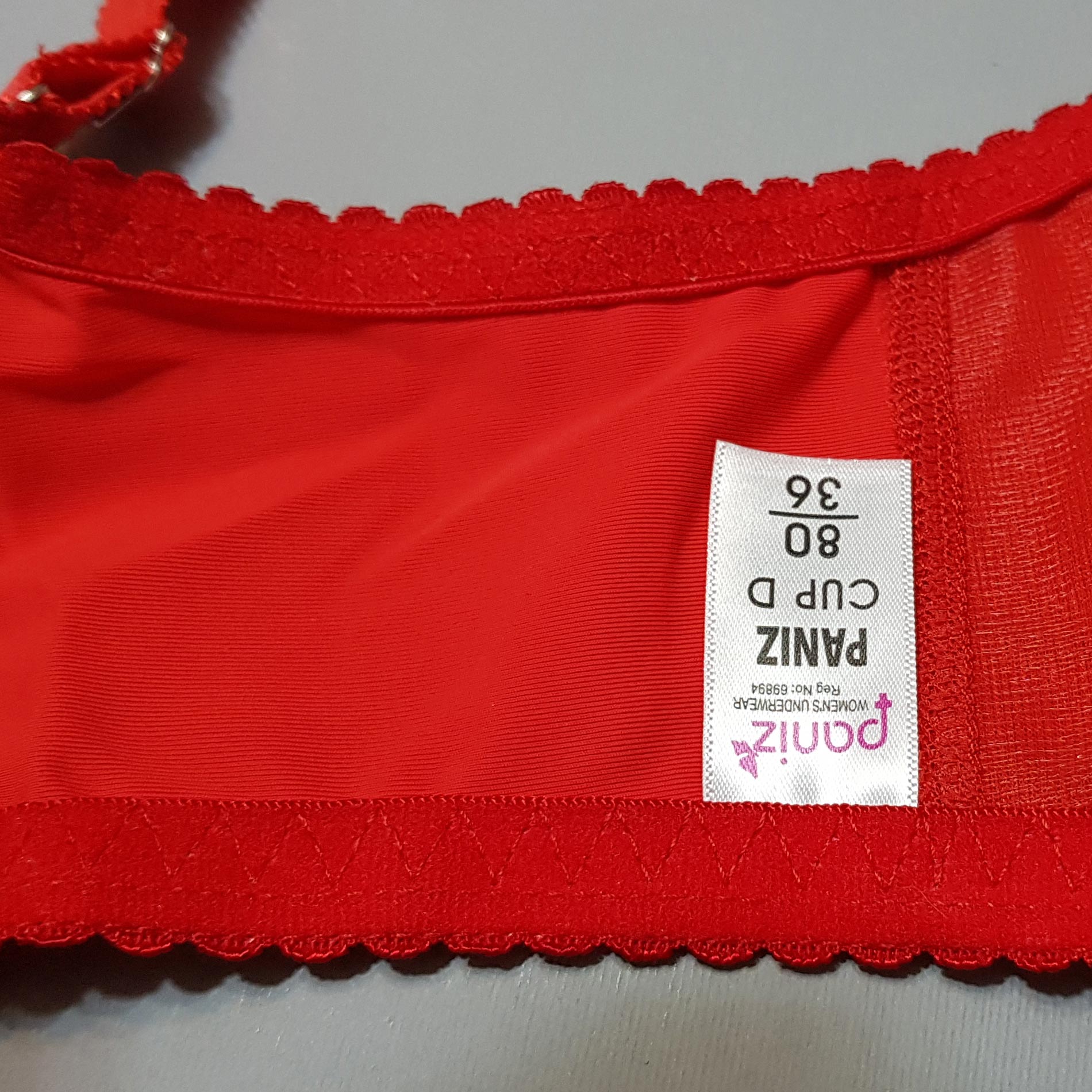 سوتین زنانه پانیذ مدل فنردار گیپوری کد 44400 رنگ قرمز - تصویر 3