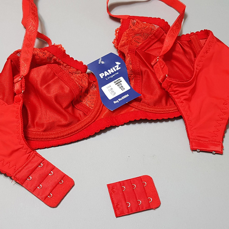 سوتین زنانه پانیذ مدل فنردار گیپوری کد 44400 رنگ قرمز - تصویر 2