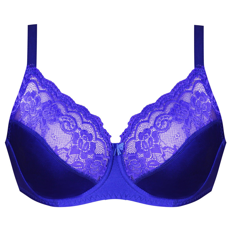 سوتین زنانه پانیذ مدل فنردار گیپوری کد 44400 رنگ آبی کاربنی