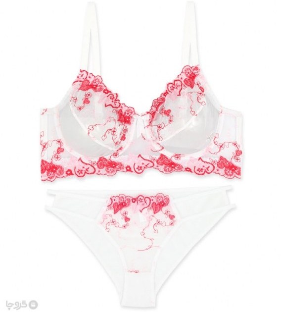 ست شورت و سوتین زنانه نیمه بلند توری فنردار TRT تیریتی کد 1175 طرح قلبی