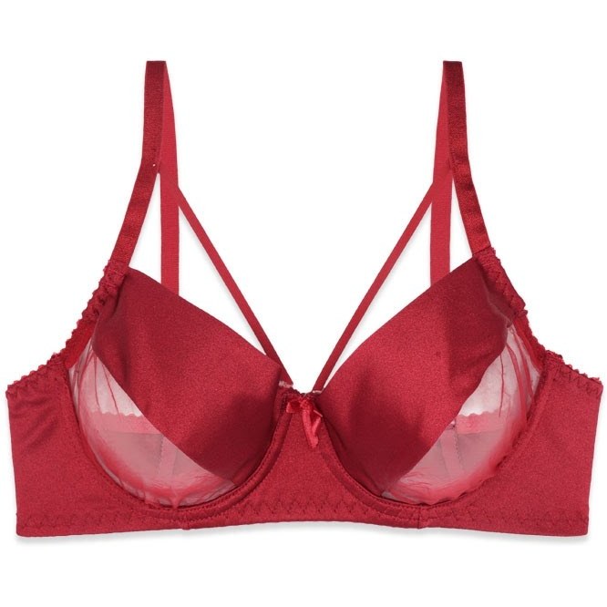 ست شورت و سوتین زنانه تور و پرلون فنردار هارنس دار TRT تیریتی کد 115 طرح ساده زرشکی - تصویر 2