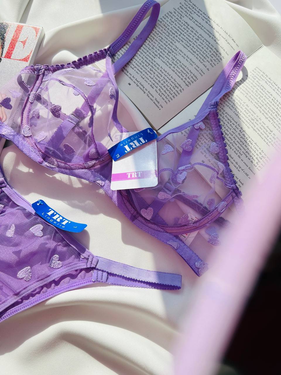 ست شورت و سوتین سیلیکونیTRT تیریتی کد1053 رنگ بنفش طرح قلبی - تصویر 7