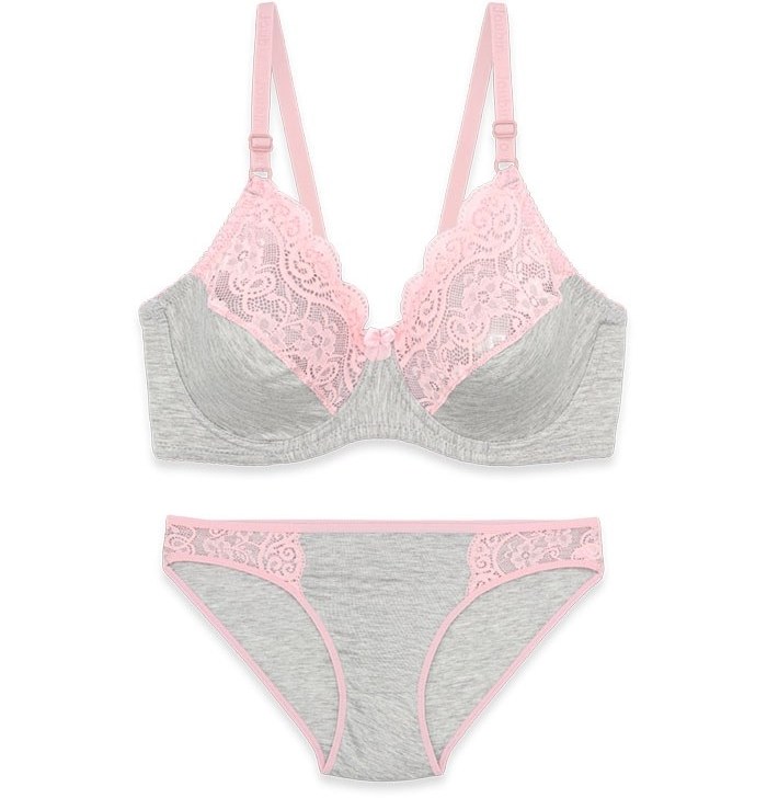 ست شورت و سوتین فنردار ژوبین کد 1088 رنگ طوسی صورتی