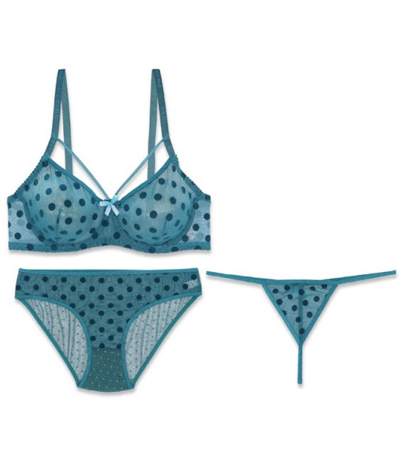 ست شورت و سوتین فنردار ژوبین کد 1368 طرح توپ توپی درشت رنگ سبز کله غازی