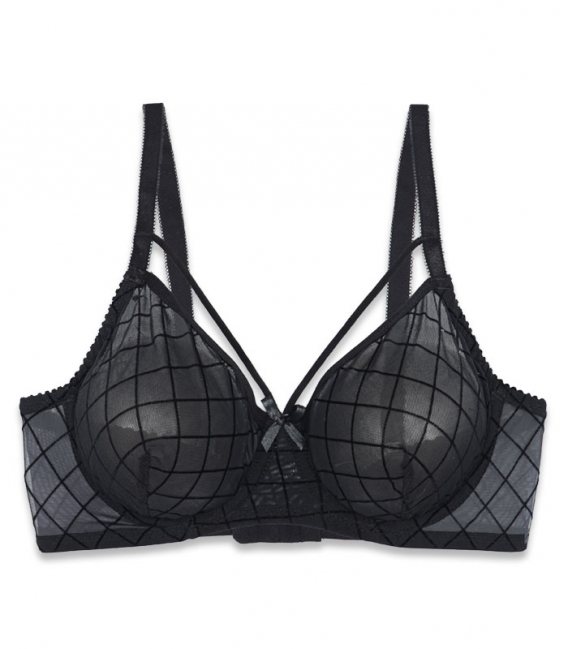 ست شورت و سوتین فنردار ژوبین کد 1368 طرح لوزی رنگ مشکی - تصویر 2