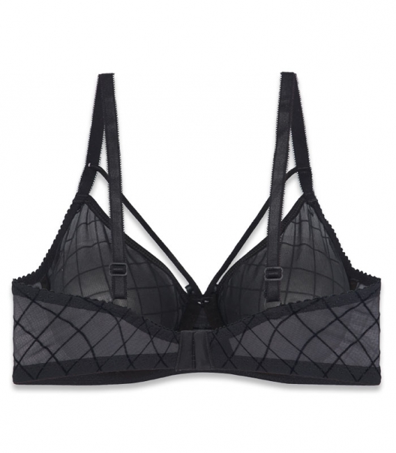 ست شورت و سوتین فنردار ژوبین کد 1368 طرح لوزی رنگ مشکی - تصویر 3