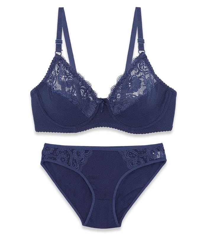 ست شورت و سوتین فنردار ژوبین کد 2088 رنگ سرمه ای