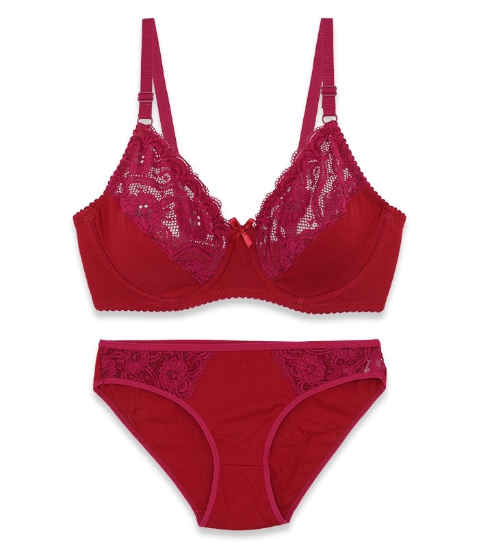 ست شورت و سوتین فنردار ژوبین کد 2088 رنگ زرشکی