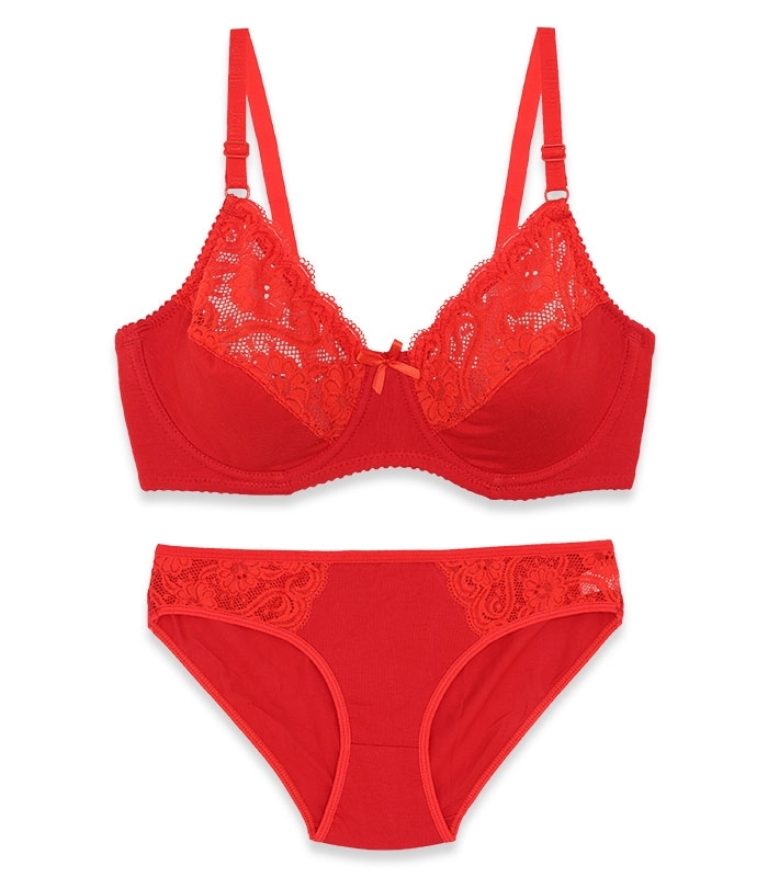 ست شورت و سوتین فنردار ژوبین کد 2088 رنگ قرمز