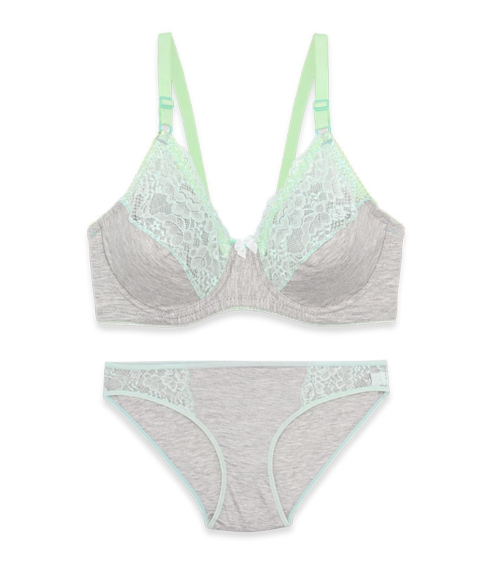 ست شورت و سوتین فنردار ژوبین کد 1088 رنگ طوسی سبزآبی