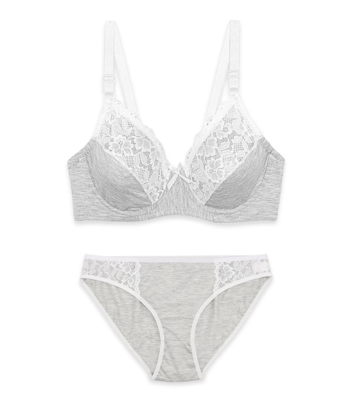 ست شورت و سوتین فنردار ژوبین کد 1088 رنگ طوسی سفید