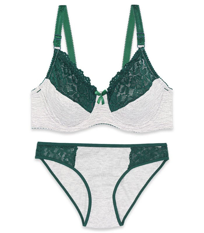 ست شورت و سوتین فنردار ژوبین کد 1088 رنگ طوسی سبز