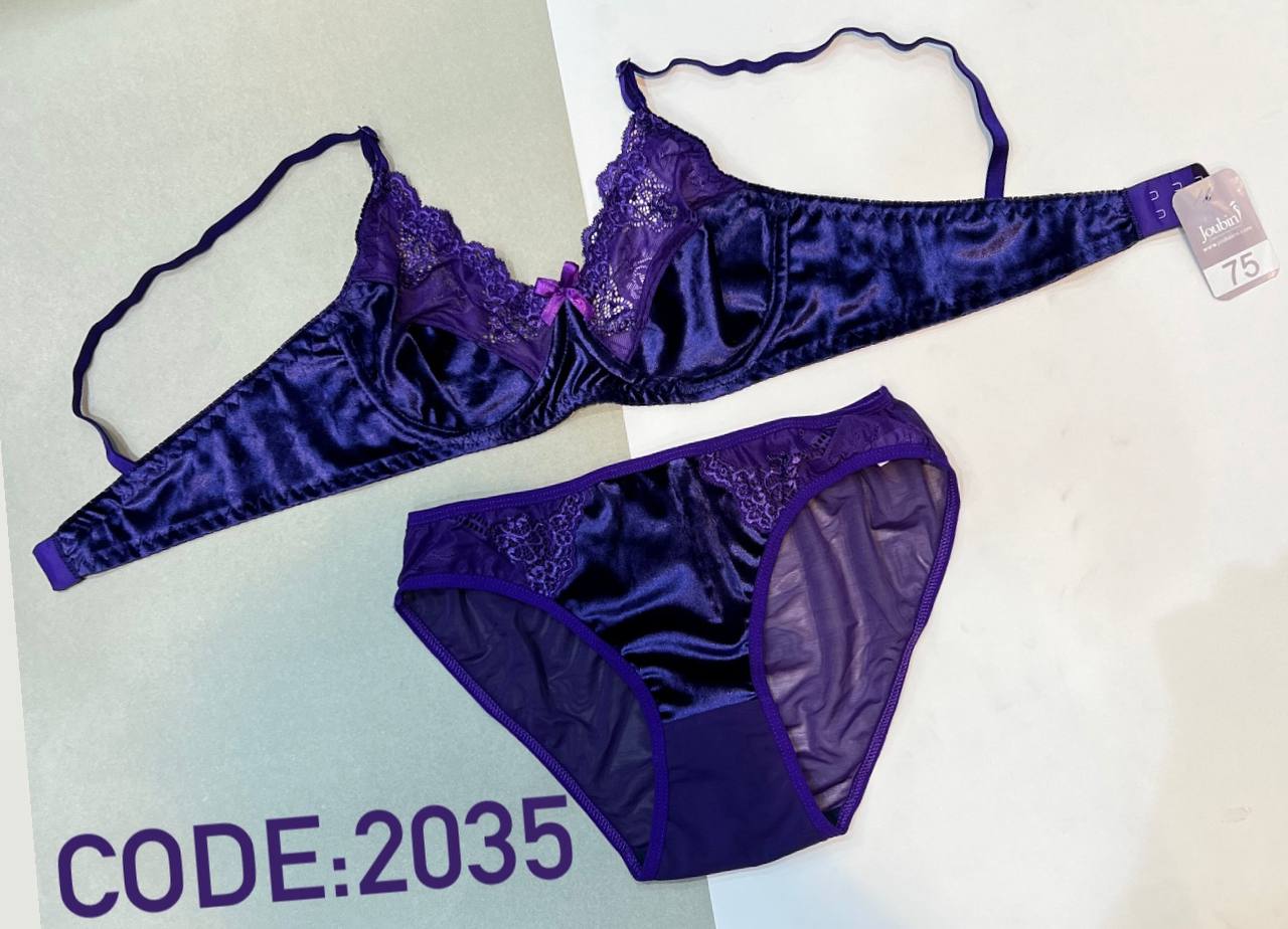 ست شورت و سوتین مخمل تور فنردار ژوبین کد 2035 رنگ بنفش