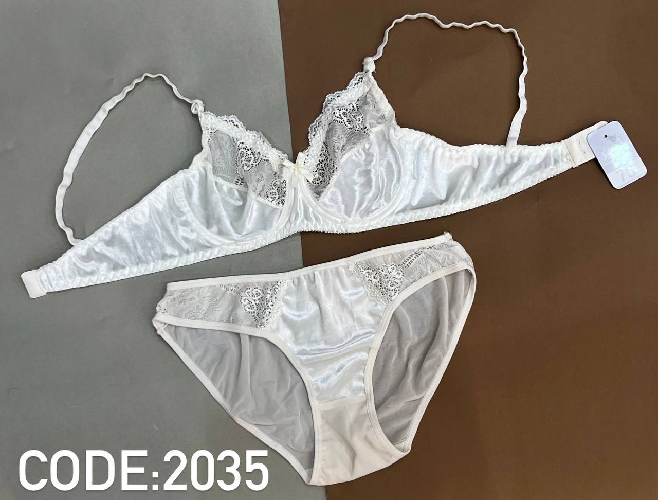 ست شورت و سوتین مخمل تور فنردار ژوبین کد 2035 رنگ سفید