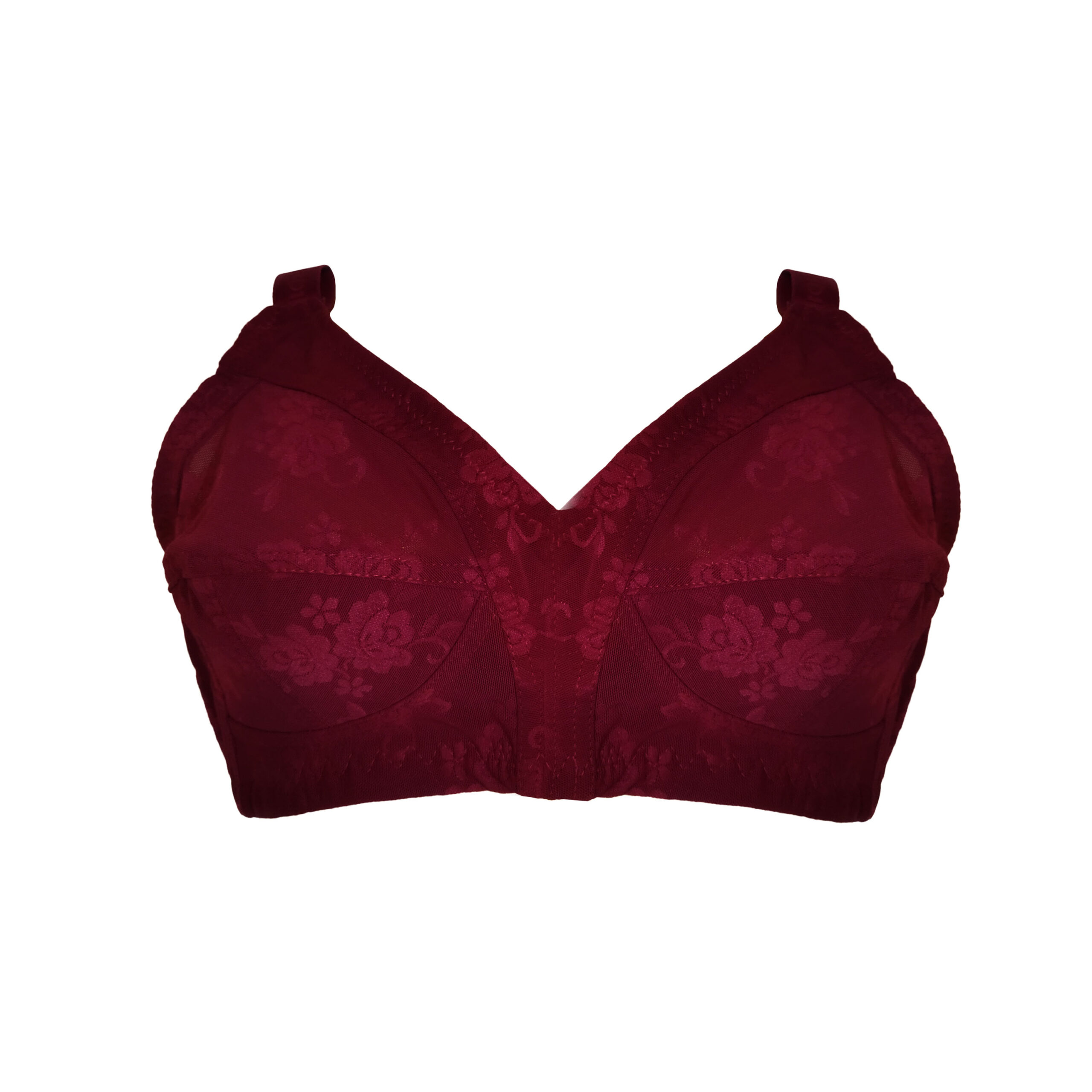 سوتین یاردی گل دار بدون فنر مردی کد 250 رنگ زرشکی