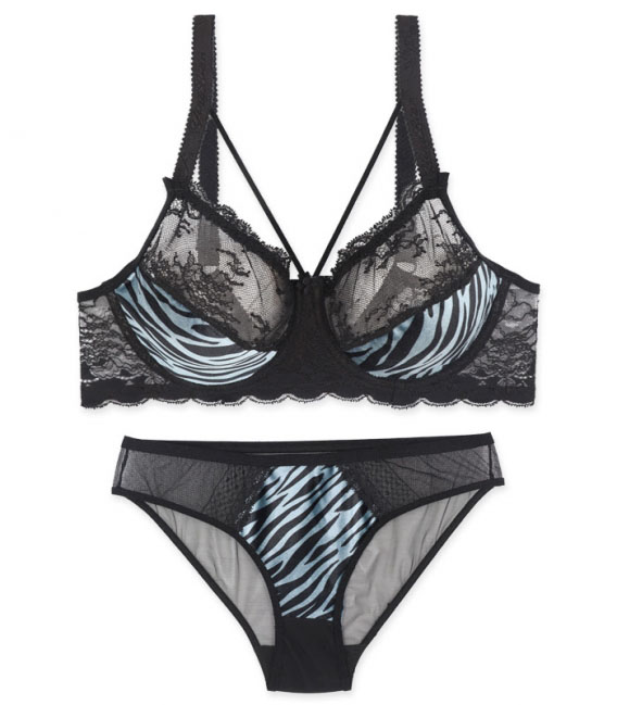 ست شورت و سوتین مخمل دانتل فنردار کارن کد 2046 طرح گورخری رنگ مشکی آبی