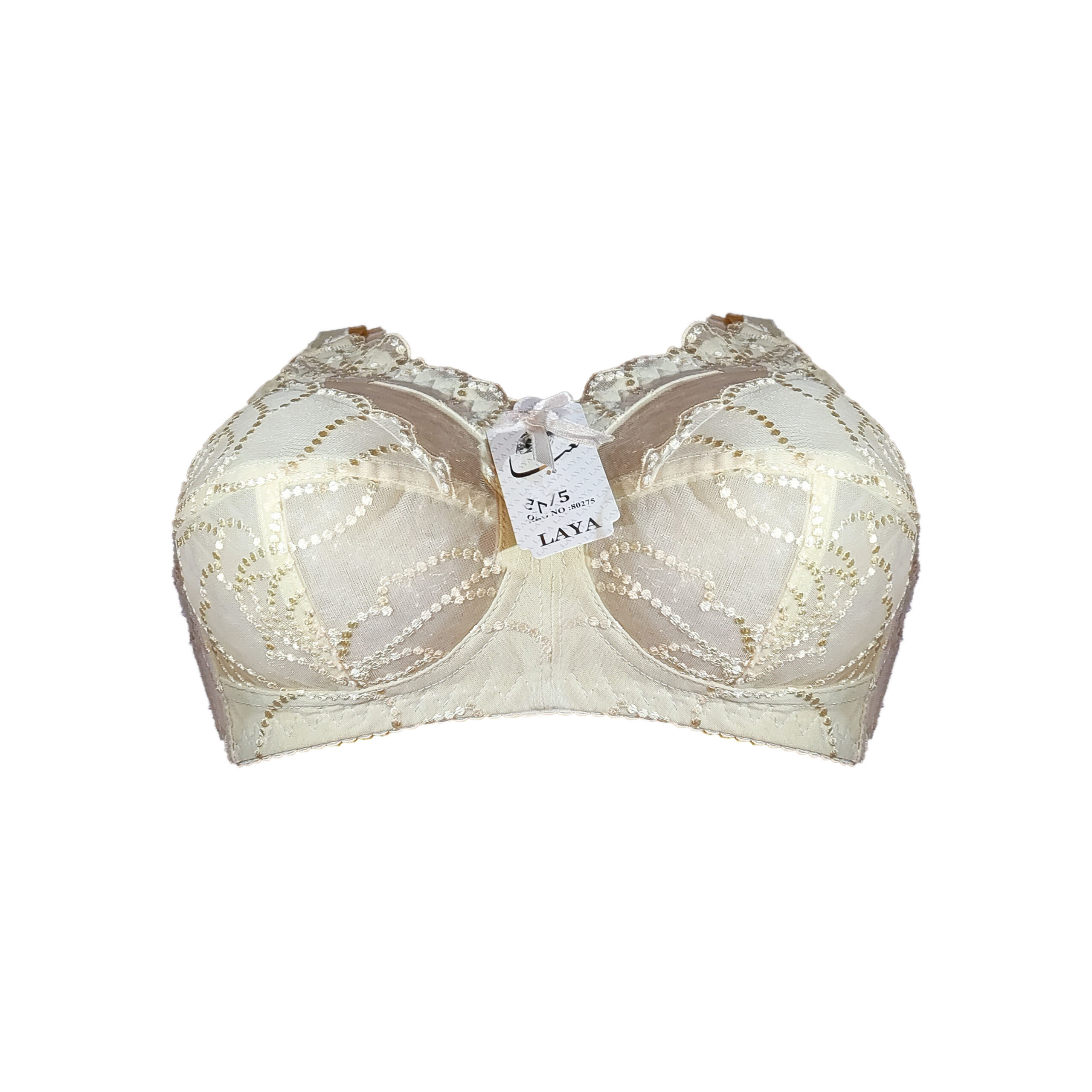 سوتین گیپور دور بسته بدون فنر لعیا کد 376 رنگ کرم